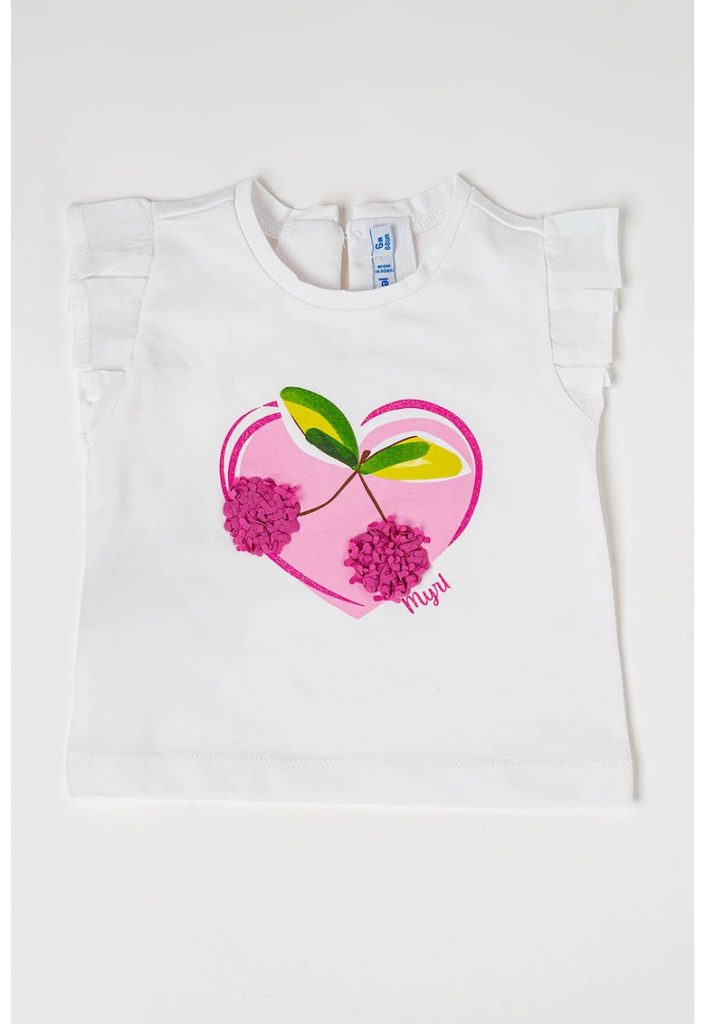 Tricou cu volane pe maneci si imprimeu-FETE/IMBRACAMINTE/Tricouri si maiouri-IMBRACAMINTE/Tricouri si maiouri