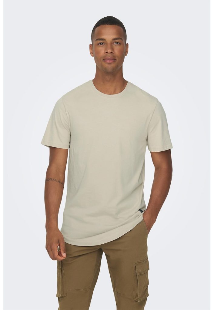 Tricou de bumbac cu decolteu la baza gatului-BARBATI/IMBRACAMINTE/Tricouri si maiouri-IMBRACAMINTE/Tricouri si maiouri