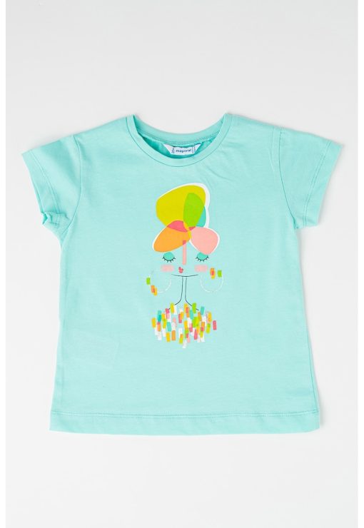 Tricou de bumbac cu decolteu la baza gatului-FETE/IMBRACAMINTE/Tricouri si maiouri-IMBRACAMINTE/Tricouri si maiouri