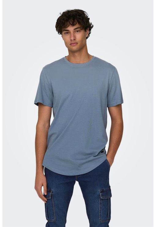 Tricou de bumbac cu decolteu la baza gatului-BARBATI/IMBRACAMINTE/Tricouri si maiouri-IMBRACAMINTE/Tricouri si maiouri