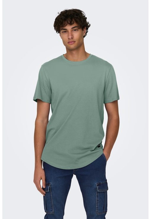 Tricou de bumbac cu decolteu la baza gatului-BARBATI/IMBRACAMINTE/Tricouri si maiouri-IMBRACAMINTE/Tricouri si maiouri