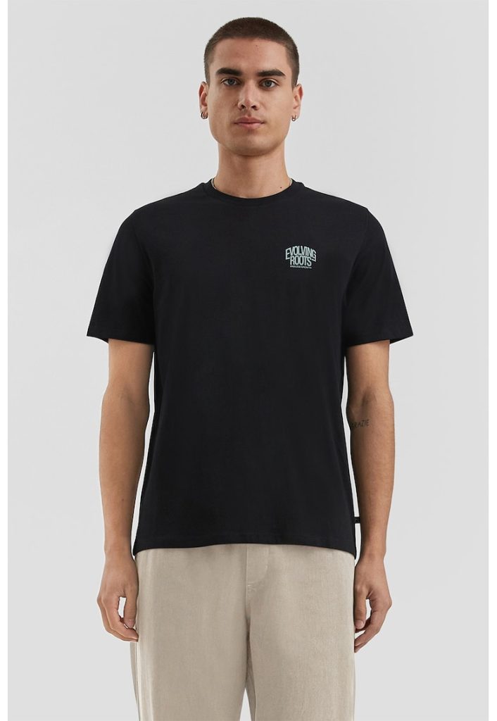 Tricou de bumbac cu decolteu la baza gatului-BARBATI/IMBRACAMINTE/Tricouri si maiouri-IMBRACAMINTE/Tricouri si maiouri