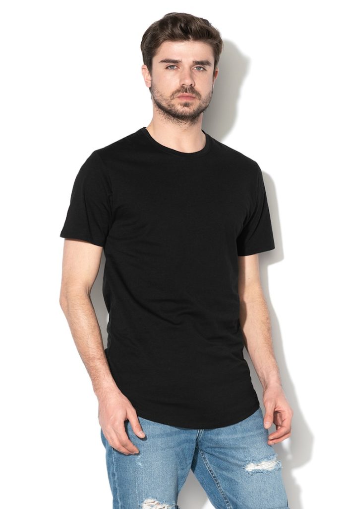 Tricou de bumbac cu decolteu la baza gatului-BARBATI/IMBRACAMINTE/Tricouri si maiouri-IMBRACAMINTE/Tricouri si maiouri