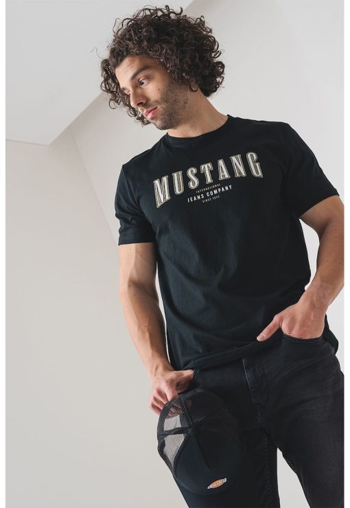 Tricou de bumbac cu decolteu la baza gatului si logo-BARBATI/IMBRACAMINTE/Tricouri si maiouri-IMBRACAMINTE/Tricouri si maiouri