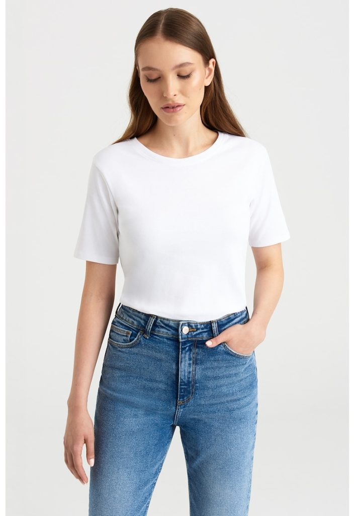Tricou de bumbac cu decolteu rotund-FEMEI/IMBRACAMINTE/Tricouri si maiouri-IMBRACAMINTE/Tricouri si maiouri