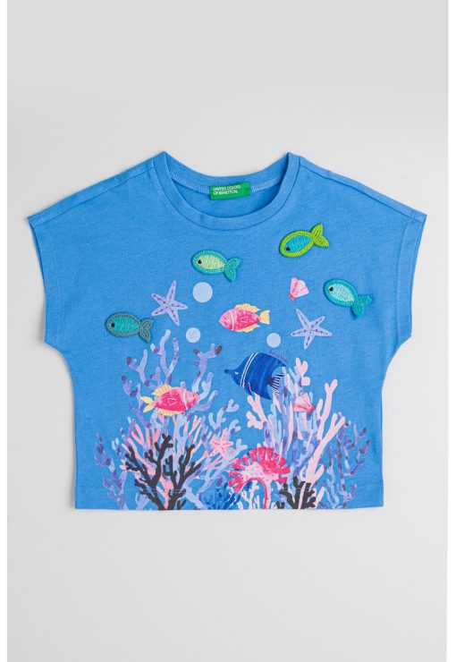 Tricou de bumbac cu detalii crosetate-FETE/IMBRACAMINTE/Tricouri si maiouri-IMBRACAMINTE/Tricouri si maiouri