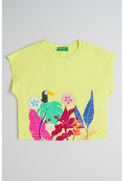 Tricou de bumbac cu detalii crosetate-FETE/IMBRACAMINTE/Tricouri si maiouri-IMBRACAMINTE/Tricouri si maiouri