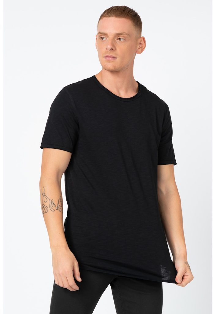 Tricou de bumbac cu garnituri nefinisate Benne-BARBATI/IMBRACAMINTE/Tricouri si maiouri-IMBRACAMINTE/Tricouri si maiouri