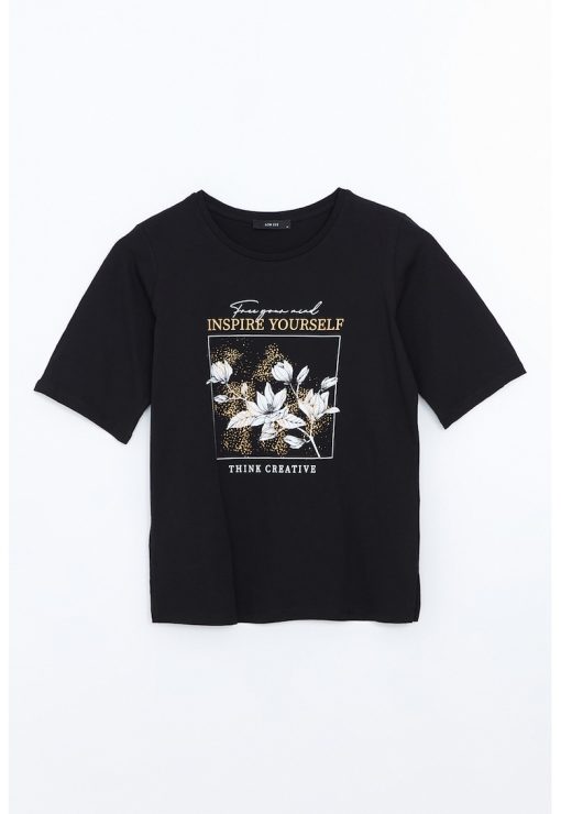 Tricou de bumbac cu imprimeu-FEMEI/IMBRACAMINTE/Tricouri si maiouri-IMBRACAMINTE/Tricouri si maiouri