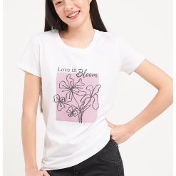 Tricou de bumbac cu imprimeu-FEMEI/IMBRACAMINTE/Tricouri si maiouri-IMBRACAMINTE/Tricouri si maiouri