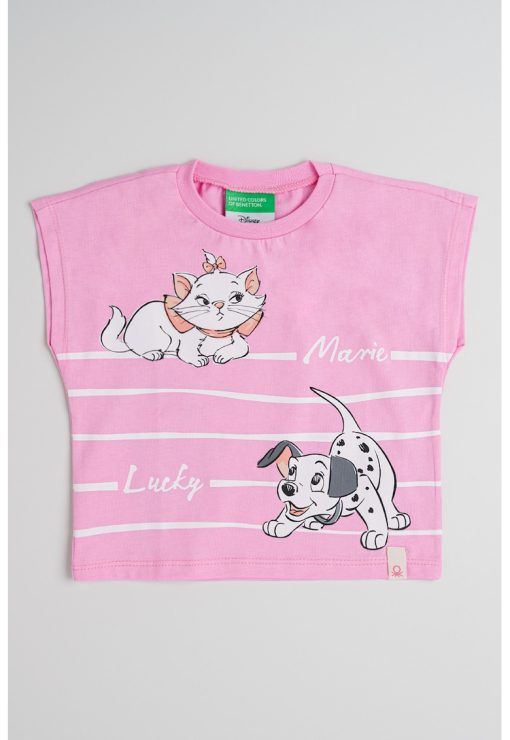 Tricou de bumbac cu imprimeu cu desene-FETE/IMBRACAMINTE/Tricouri si maiouri-IMBRACAMINTE/Tricouri si maiouri
