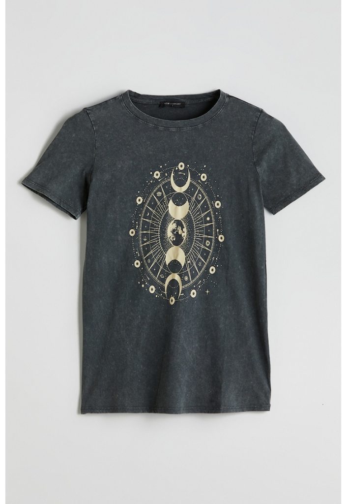 Tricou de bumbac cu imprimeu cu fazele lunii-FEMEI/IMBRACAMINTE/Tricouri si maiouri-IMBRACAMINTE/Tricouri si maiouri