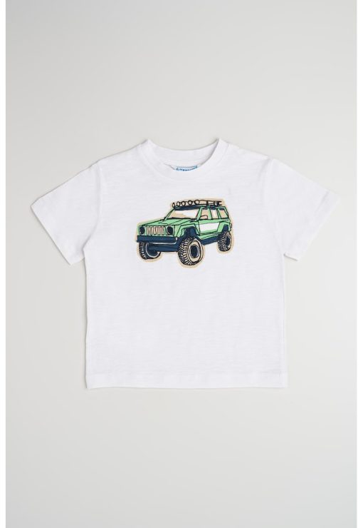 Tricou de bumbac cu imprimeu cu masina-BAIETI/IMBRACAMINTE/Tricouri si maiouri-IMBRACAMINTE/Tricouri si maiouri