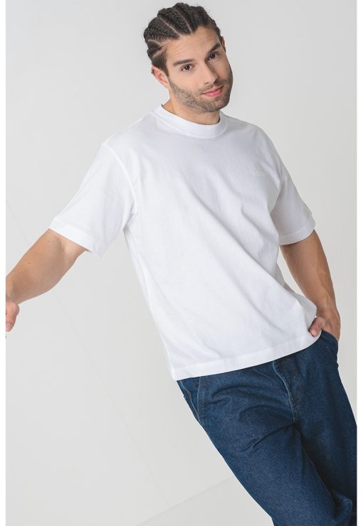 Tricou de bumbac cu imprimeu pe partea din spate-BARBATI/IMBRACAMINTE/Tricouri si maiouri-IMBRACAMINTE/Tricouri si maiouri