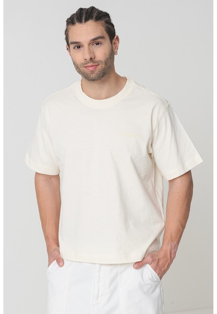Tricou de bumbac cu imprimeu pe partea din spate-BARBATI/IMBRACAMINTE/Tricouri si maiouri-IMBRACAMINTE/Tricouri si maiouri