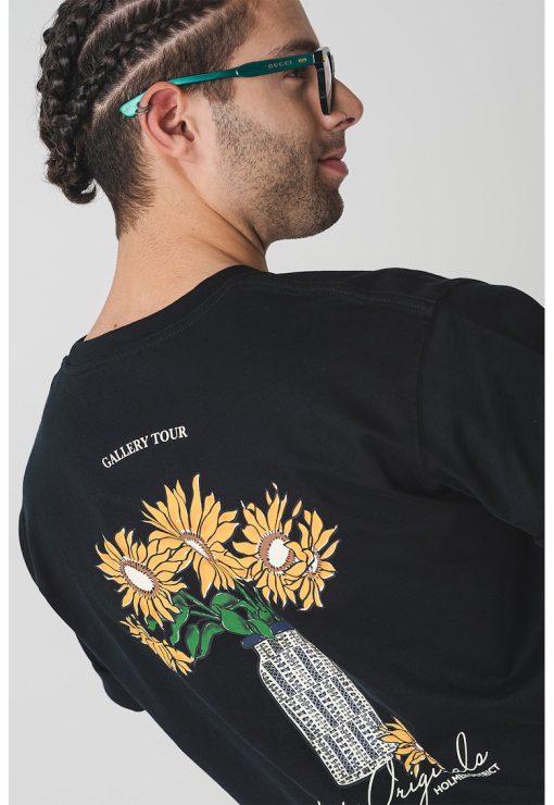Tricou de bumbac cu model grafic pe partea din spate-BARBATI/IMBRACAMINTE/Tricouri si maiouri-IMBRACAMINTE/Tricouri si maiouri