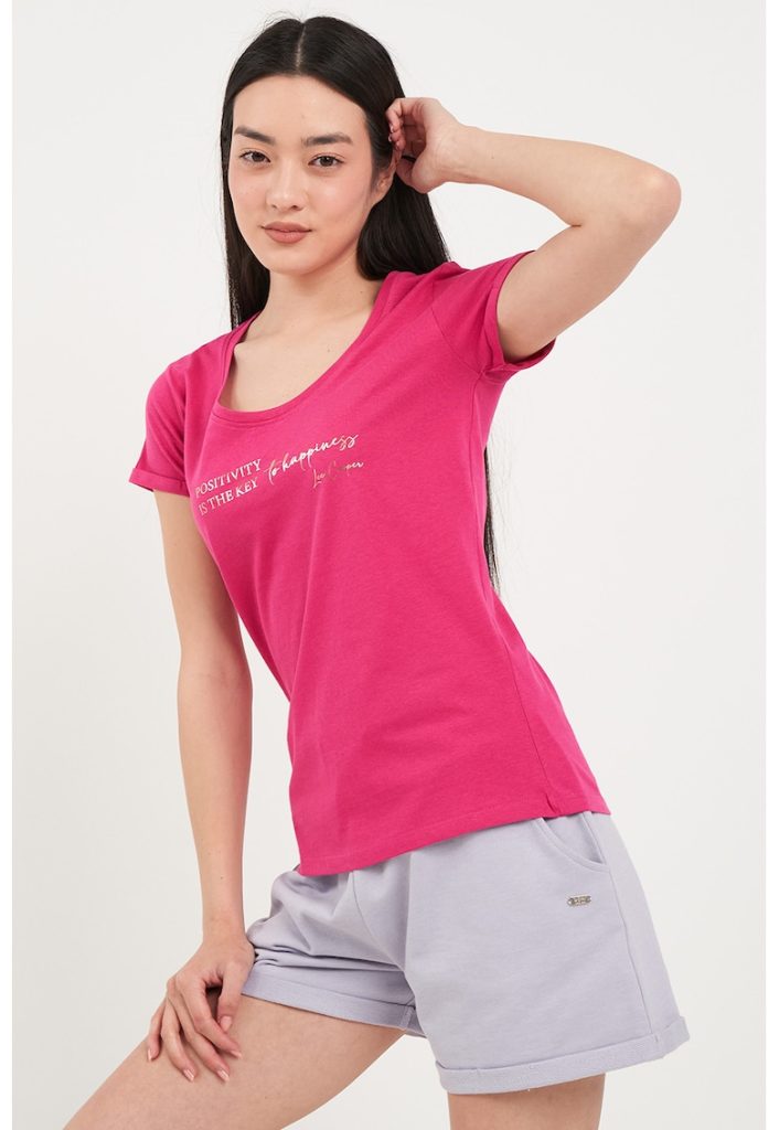 Tricou de bumbac cu text-FEMEI/IMBRACAMINTE/Tricouri si maiouri-IMBRACAMINTE/Tricouri si maiouri