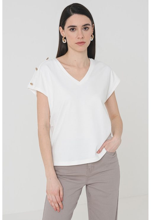 Tricou de bumbac organic cu decolteu in V Karin-FEMEI/IMBRACAMINTE/Tricouri si maiouri-IMBRACAMINTE/Tricouri si maiouri