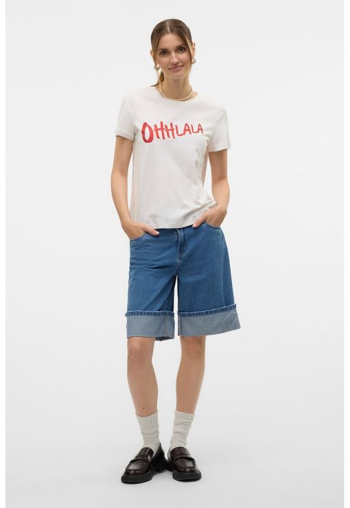 Tricou de bumbac organic cu decolteu rotund-FEMEI/IMBRACAMINTE/Tricouri si maiouri-IMBRACAMINTE/Tricouri si maiouri