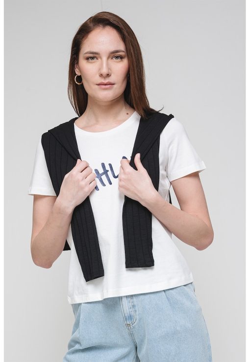 Tricou de bumbac organic cu decolteu rotund-FEMEI/IMBRACAMINTE/Tricouri si maiouri-IMBRACAMINTE/Tricouri si maiouri