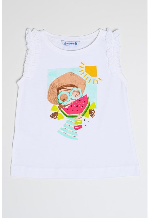 Tricou din amestec de bumbac cu imprimeu-FETE/IMBRACAMINTE/Tricouri si maiouri-IMBRACAMINTE/Tricouri si maiouri
