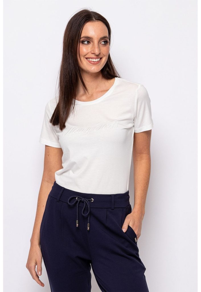 Tricou din amestec de modal cu logo Mirka-FEMEI/IMBRACAMINTE/Tricouri si maiouri-IMBRACAMINTE/Tricouri si maiouri