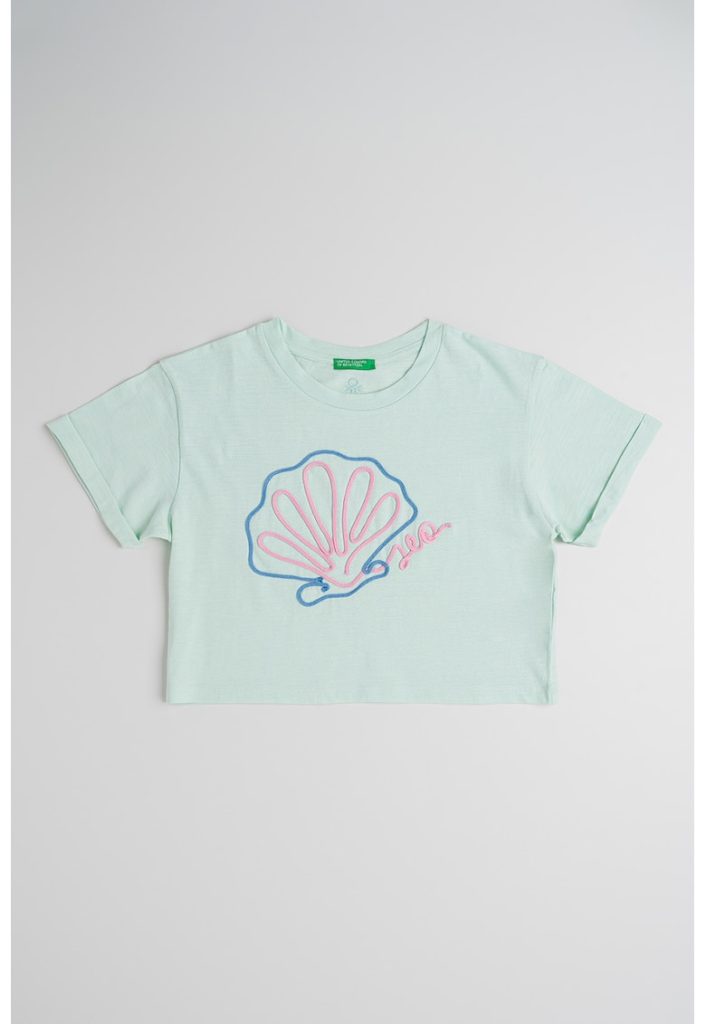 Tricou din bumbac cu broderie-FETE/IMBRACAMINTE/Tricouri si maiouri-IMBRACAMINTE/Tricouri si maiouri