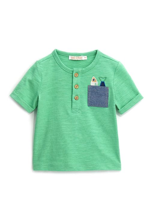 Tricou din bumbac cu buzunar pe piept-BAIETI/IMBRACAMINTE/Tricouri si maiouri-IMBRACAMINTE/Tricouri si maiouri