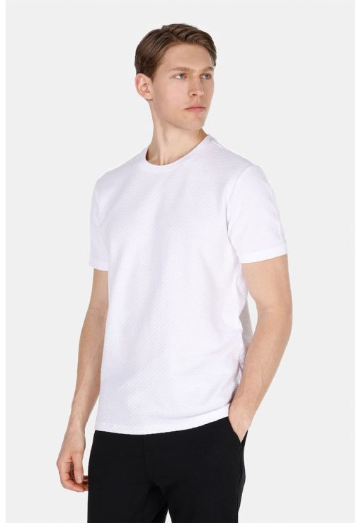 Tricou din bumbac cu decolteu la baza gatului-BARBATI/IMBRACAMINTE/Tricouri si maiouri-IMBRACAMINTE/Tricouri si maiouri