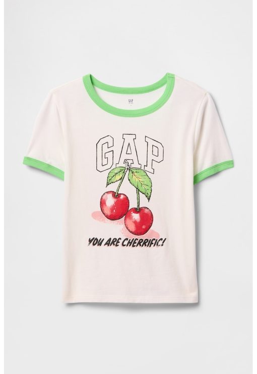 Tricou din bumbac cu imprimeu cu fructe-FETE/IMBRACAMINTE/Tricouri si maiouri-IMBRACAMINTE/Tricouri si maiouri