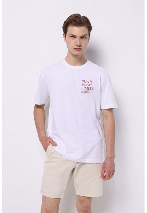 Tricou din bumbac cu imprimeu grafic si text-BARBATI/IMBRACAMINTE/Tricouri si maiouri-IMBRACAMINTE/Tricouri si maiouri