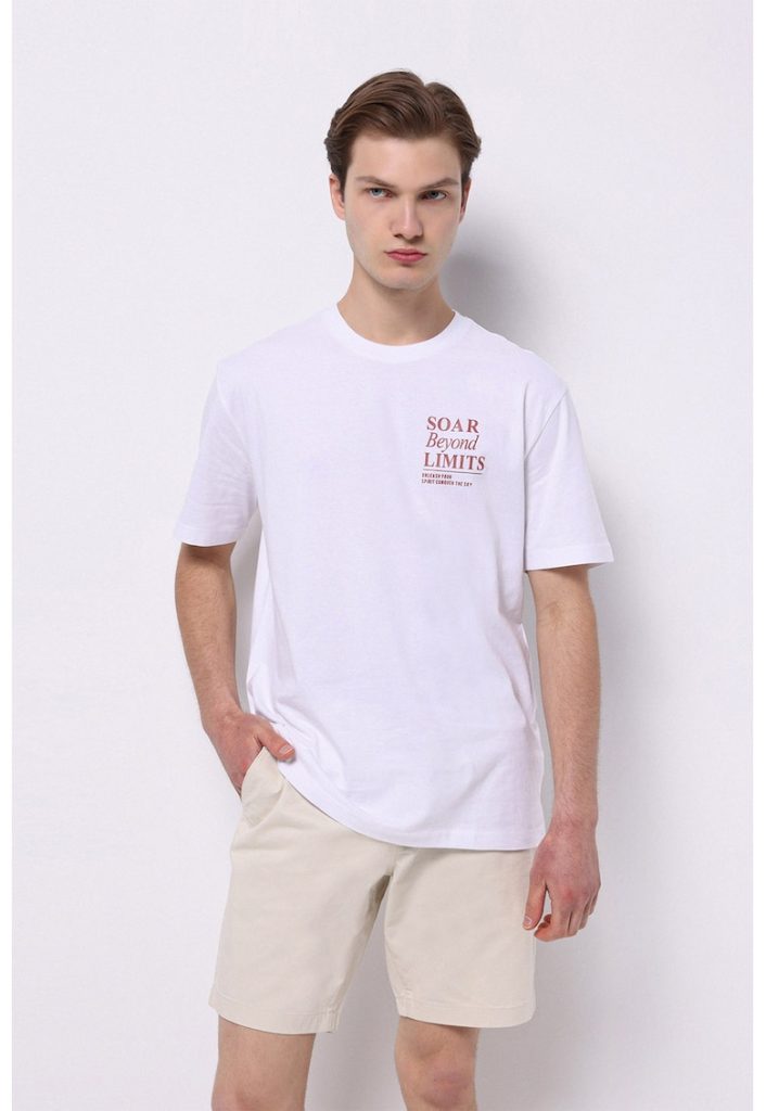 Tricou din bumbac cu imprimeu grafic si text-BARBATI/IMBRACAMINTE/Tricouri si maiouri-IMBRACAMINTE/Tricouri si maiouri
