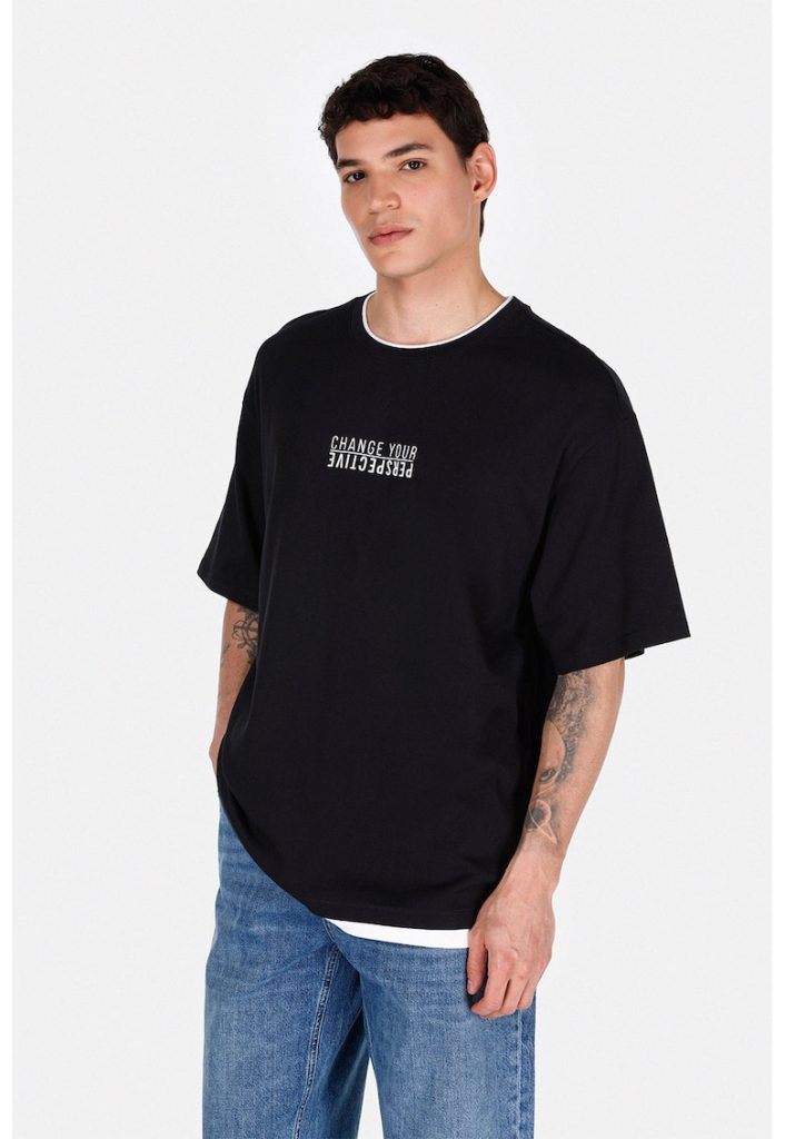 Tricou din bumbac cu imprimeu text-BARBATI/IMBRACAMINTE/Tricouri si maiouri-IMBRACAMINTE/Tricouri si maiouri