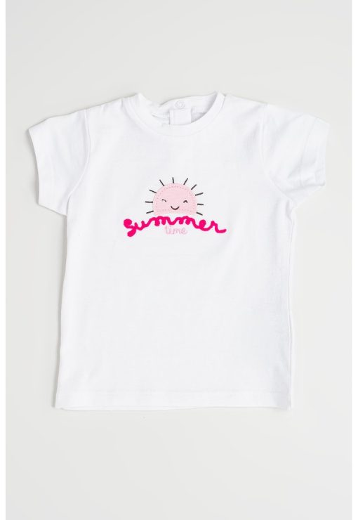 Tricou din bumbac cu model brodat-FETE/IMBRACAMINTE/Tricouri si maiouri-IMBRACAMINTE/Tricouri si maiouri