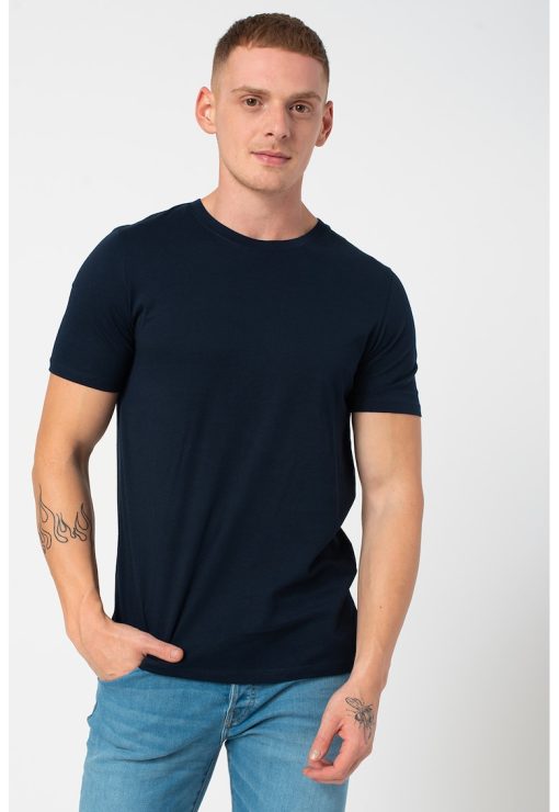 Tricou din bumbac organic cu decolteu la baza gatului-BARBATI/IMBRACAMINTE/Tricouri si maiouri-IMBRACAMINTE/Tricouri si maiouri