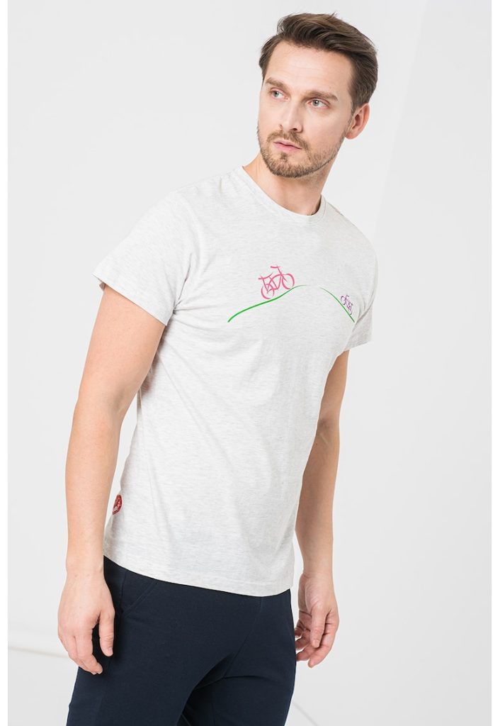 Tricou din jerseu cu decolteu la baza gatului si imprimeu logo-BARBATI/IMBRACAMINTE/Tricouri si maiouri-IMBRACAMINTE/Tricouri si maiouri