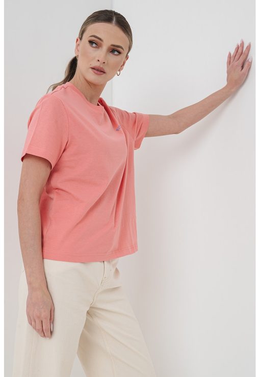 Tricou lejer cu decolteu la baza gatului-FEMEI/IMBRACAMINTE/Tricouri si maiouri-IMBRACAMINTE/Tricouri si maiouri