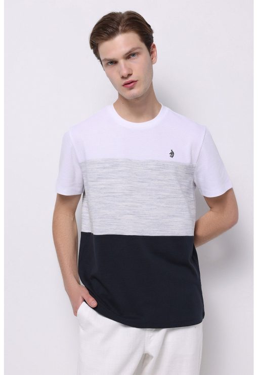Tricou lejer cu model colorblock-BARBATI/IMBRACAMINTE/Tricouri si maiouri-IMBRACAMINTE/Tricouri si maiouri
