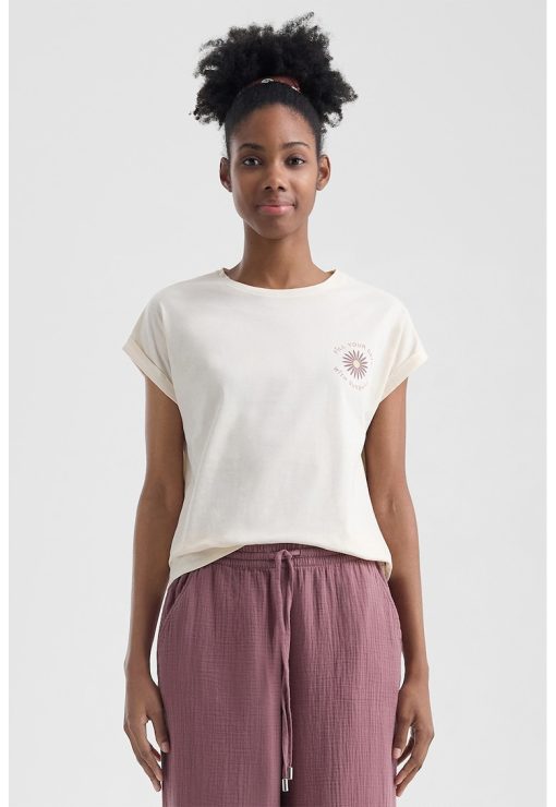 Tricou lejer cu model grafic discret-FEMEI/IMBRACAMINTE/Tricouri si maiouri-IMBRACAMINTE/Tricouri si maiouri
