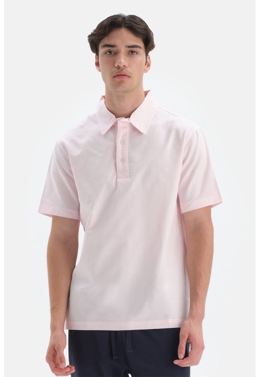 Tricou polo de bumbac cu aspect texturat-BARBATI/IMBRACAMINTE/Tricouri si maiouri-IMBRACAMINTE/Tricouri si maiouri