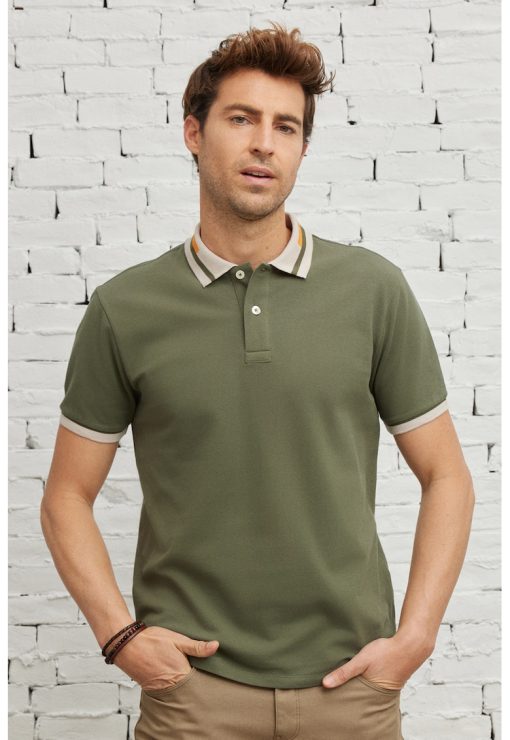 Tricou polo de bumbac cu detalii contrastante-BARBATI/IMBRACAMINTE/Tricouri si maiouri-IMBRACAMINTE/Tricouri si maiouri