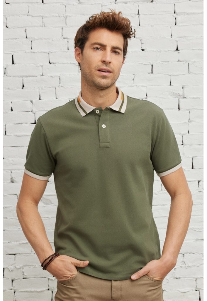 Tricou polo de bumbac cu detalii contrastante-BARBATI/IMBRACAMINTE/Tricouri si maiouri-IMBRACAMINTE/Tricouri si maiouri