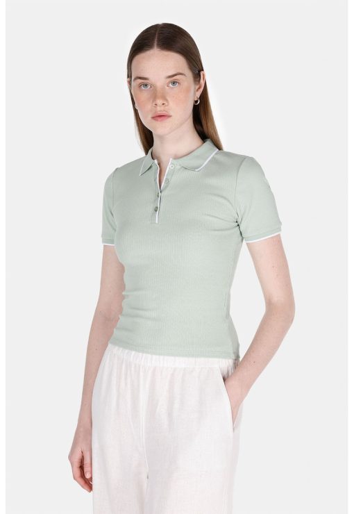 Tricou polo slim-fit cu terminatii contrastante-FEMEI/IMBRACAMINTE/Tricouri si maiouri-IMBRACAMINTE/Tricouri si maiouri
