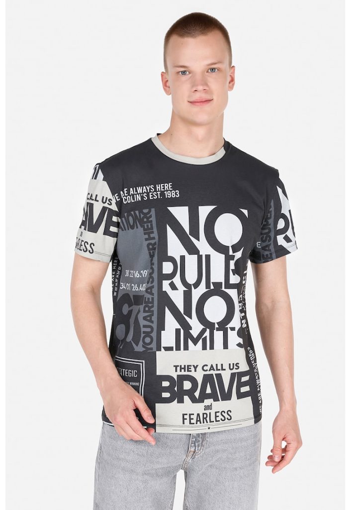 Tricou regular fit cu imprimeu text-BARBATI/IMBRACAMINTE/Tricouri si maiouri-IMBRACAMINTE/Tricouri si maiouri