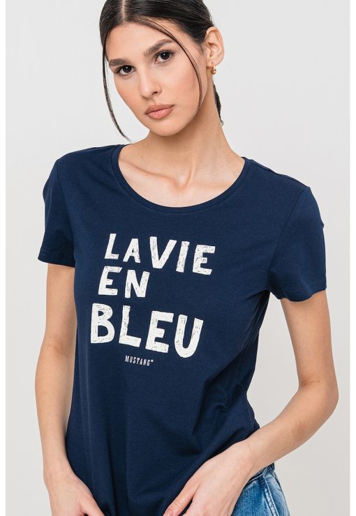 Tricou slim fit cu text-FEMEI/IMBRACAMINTE/Tricouri si maiouri-IMBRACAMINTE/Tricouri si maiouri