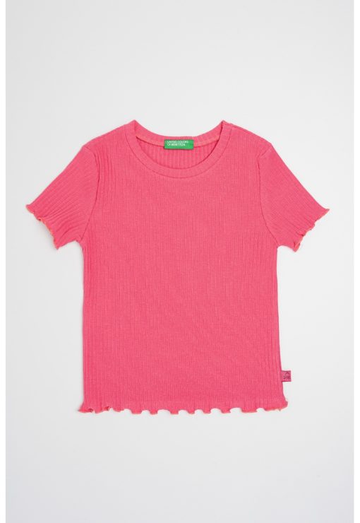 Tricou striat cu terminatii valurite-FETE/IMBRACAMINTE/Tricouri si maiouri-IMBRACAMINTE/Tricouri si maiouri