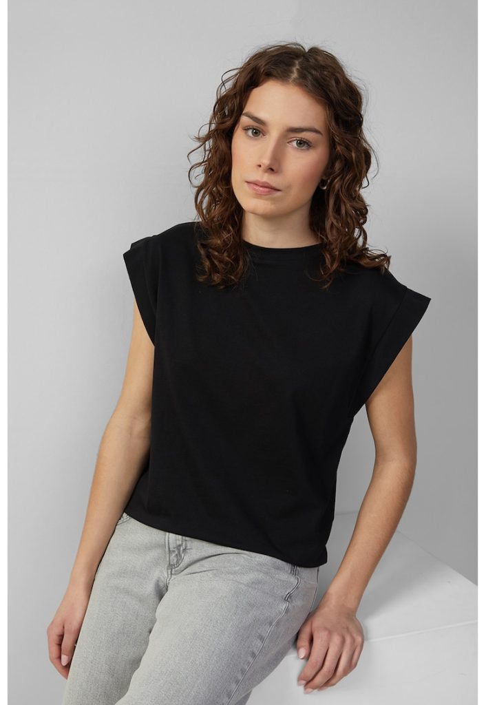 Tricou uni cu decolteu la baza gatului-FEMEI/IMBRACAMINTE/Tricouri si maiouri-IMBRACAMINTE/Tricouri si maiouri