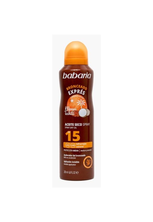 Ulei uscat tip spray cu accelerator de bronzare - SPF15 - protectie UVA - UVB & infrarosu - Express Tanning Monoi Tahiti -  200 ml-FEMEI/INGRIJIRE COSMETICA/Produse cosmetice-INGRIJIRE COSMETICA/Produse cosmetice
