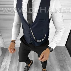 Vesta barbati eleganta slim fit bleumarin  B8165  D13-4.3-Veste > Veste barbati elegante