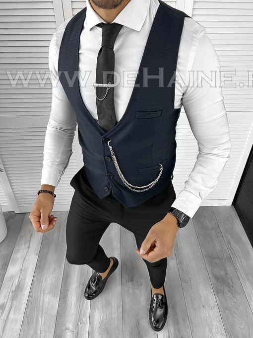 Vesta barbati eleganta slim fit bleumarin  B8165  D13-4.3-Veste > Veste barbati elegante